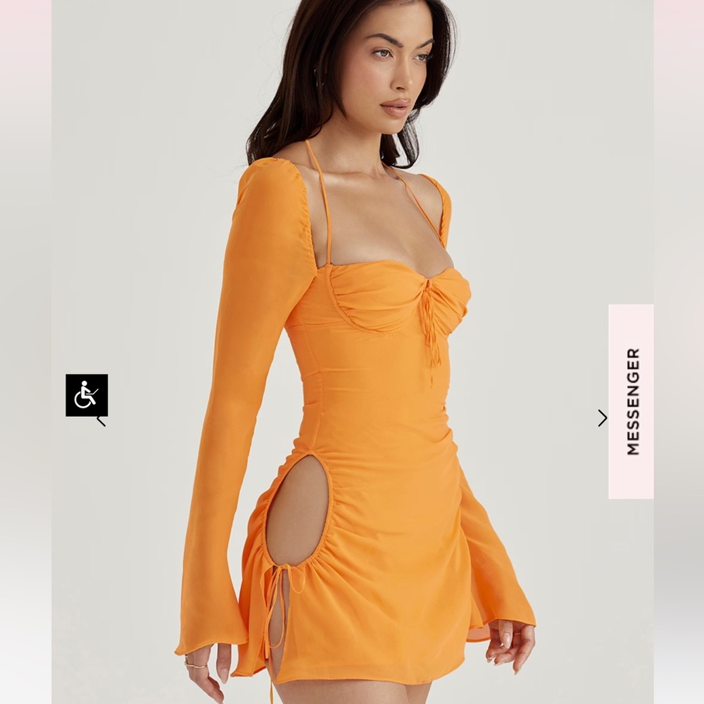 House of CB baby dress TANGERINE CHIFFON HALTER MINI DRESS